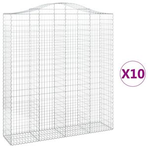 vidaXL Kosze gabionowe, 10 szt, 200x50x220/240cm, galwanizowane żelazo