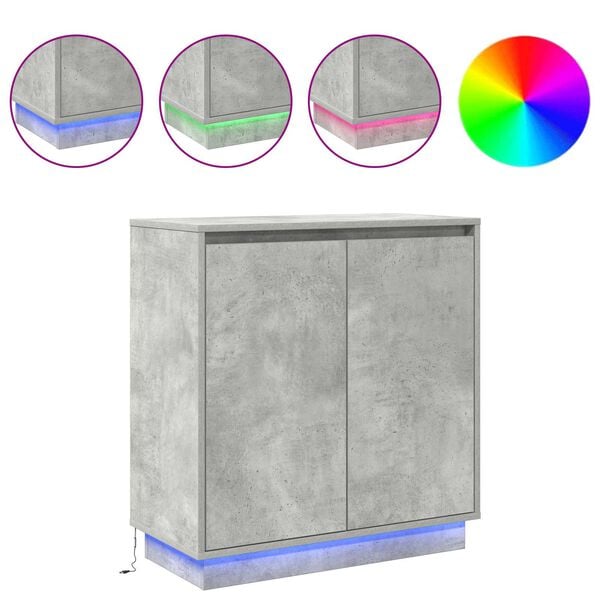 vidaXL Komoda LED Ze LED Lights Betonowy szary 71 x 34,5 x 75 cm
