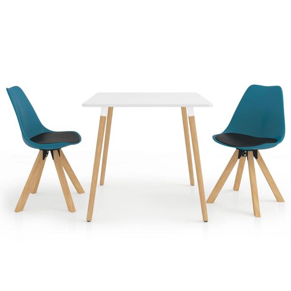 vidaXL 3-częściowy zestaw mebli jadalnianych, czarno-turkusowy