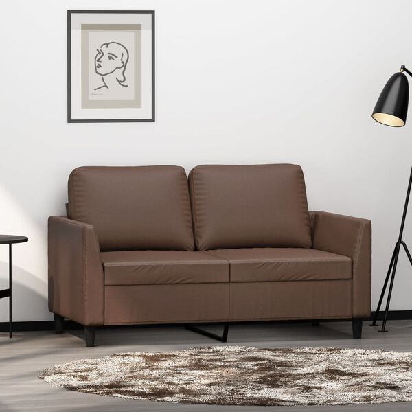 vidaXL 2-osobowa sofa, brązowa, 120 cm, obita sztuczną sk&oacute;rą