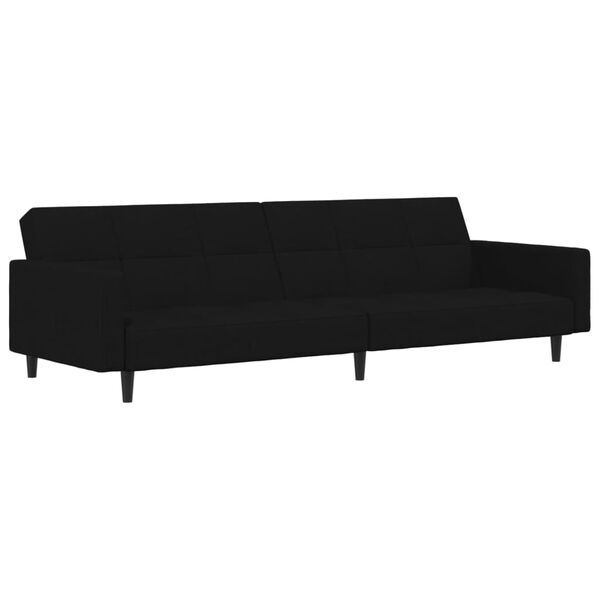 vidaXL 2-osobowa sofa rozkładana, czarna, obita mikrofibrą