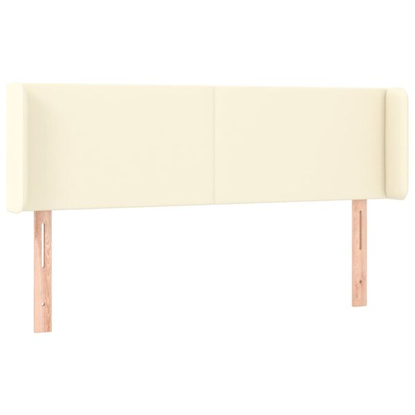 vidaXL Zagł&oacute;wek do ł&oacute;żka z LED, kremowy, 147x16x78/88cm sztuczna sk&oacute;ra