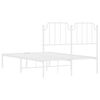 vidaXL Metalowa rama łóżka z wezgłowiem, biała, 120x200 cm