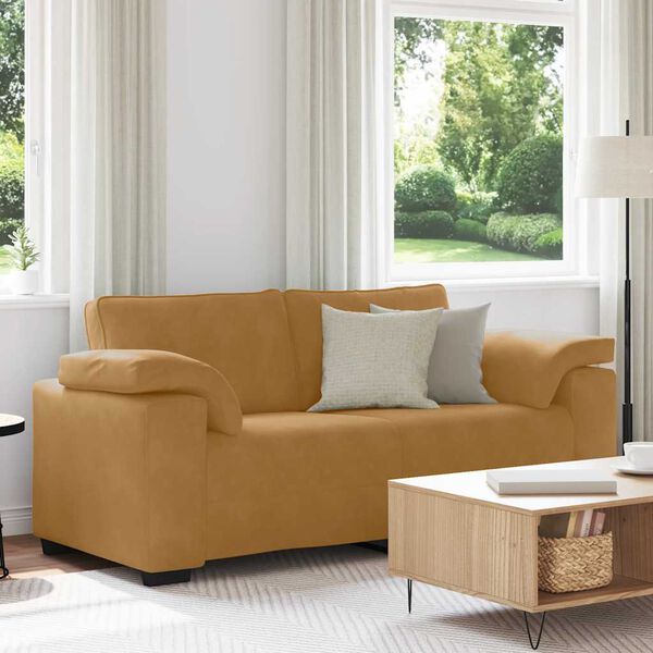 vidaXL Sofa dwuosobowa, brązowa, 180x77x82 cm, aksamit