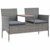 vidaXL 2-osobowa ławka ogrodowa ze stolikiem, 143 cm, rattan PE, szara