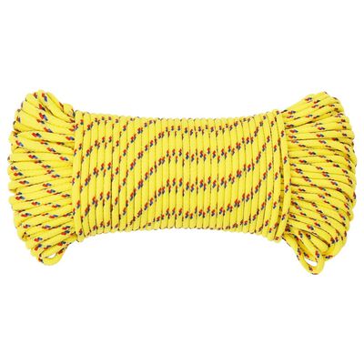 vidaXL Linka żeglarska, żółta, 5 mm, 250 m, polipropylen