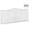 vidaXL Kosze gabionowe, 15 szt, 400x50x160/180cm, galwanizowane żelazo