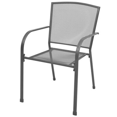 vidaXL Krzesła ogrodowe, sztaplowane, 2 szt., stalowe, szare