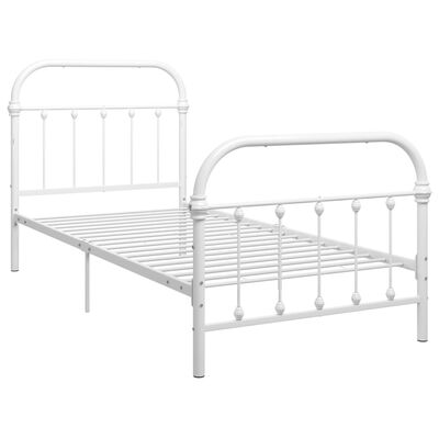 vidaXL Rama łóżka, biała, metalowa, 90 x 200 cm