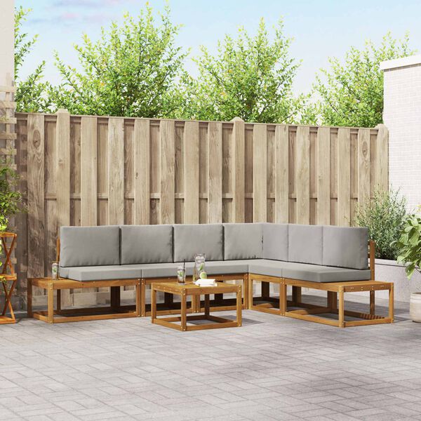 vidaXL Zestaw sof na zewnątrz 7 Sztuka Naturalny i Jasny Szary