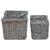 vidaXL Kosz na rośliny z przechowywaniem 3 pcs Szary Rattan Kubu