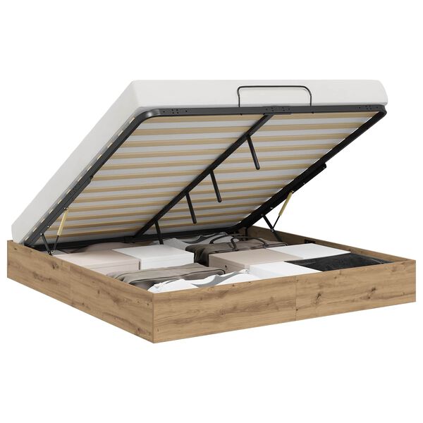 vidaXL Ł&oacute;żko otomanowe Dąb rzemieślniczy 203 x 160 x 25 cm