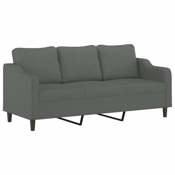 vidaXL Sofa 3-osobowa, ciemnoszara, 180 cm, tapicerowana tkaniną