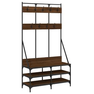 vidaXL Wieszak na ubrania z miejscem na buty brązowy dąb 100x40x184 cm
