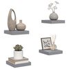 vidaXL P&oacute;łki ścienne, 4 szt., szare, 23 x 23,5 x 3,8 cm, MDF
