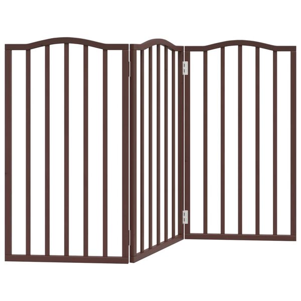 vidaXL Składana bramka dla psa, 3 panele, brązowy dąb, 150 cm