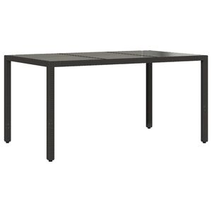 vidaXL St&oacute;ł ogrodowy ze szklanym blatem, czarny, 150x90x75cm rattan PE