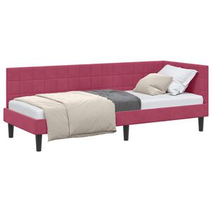 vidaXL Rama ł&oacute;żka narożnego Czerwone wino 80 x 200 cm Aksamit