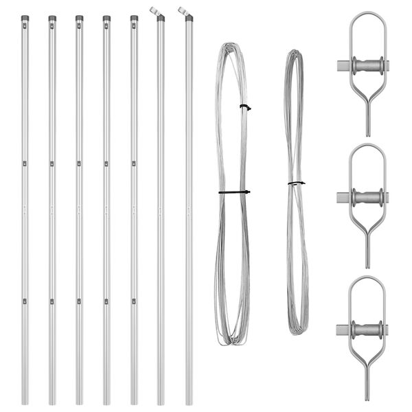 vidaXL Słupki ogrodzeniowe 7 pcs Srebrny Ø32mm 190 cm