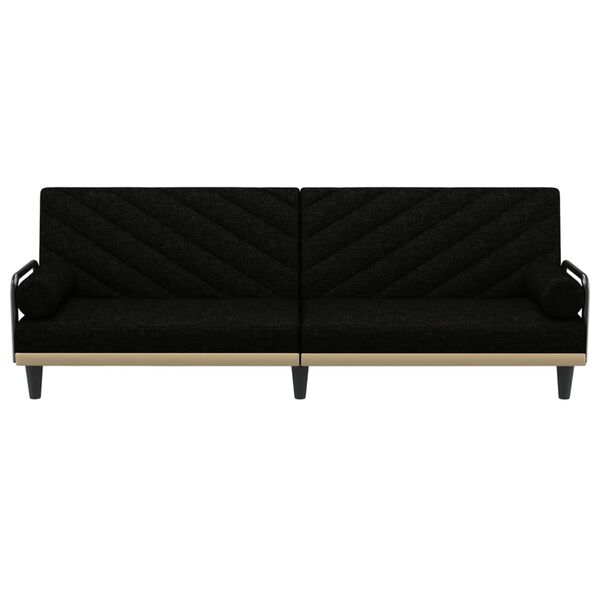 vidaXL Rozkładana kanapa z podłokietnikami, czarna, obita tkaniną