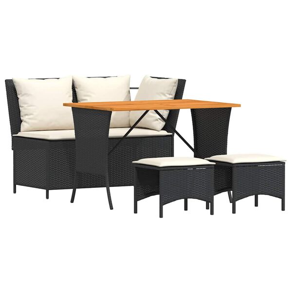 vidaXL 4-częściowy zestaw mebli ogrodowych z poduszkami, polirattan