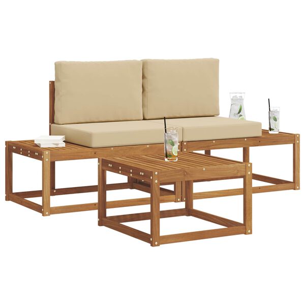 vidaXL Zestaw sof na zewnątrz z poduszką 3 pcs Naturalny