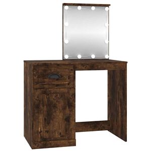 vidaXL Toaletka z LED, przydymiony dąb, 90x50x132,5 cm