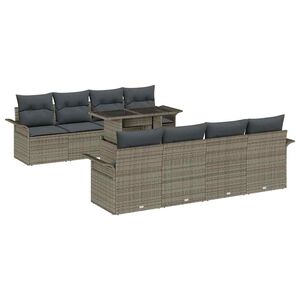 vidaXL Zestaw Sof na Ogr&oacute;d z poduszką 9 pcs Szary Rattan poli