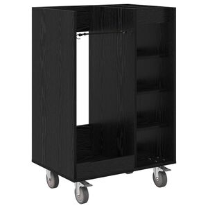 vidaXL Szafka golfowa z kołem Gładki Czarny Dąb 65 x 45 x 98 cm