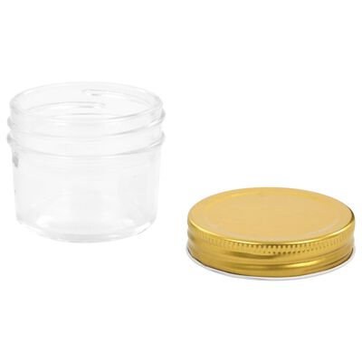 vidaXL Szklane słoiki na dżem, złote pokrywki, 24 szt., 110 ml