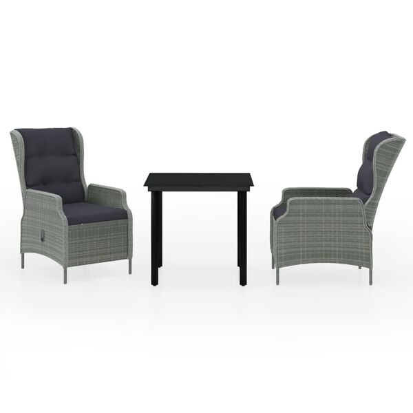 vidaXL 3-częściowy zestaw mebli ogrodowych, jasnoszary