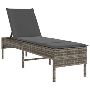 vidaXL Leżak z poduszką Szary 55x200x44cm Polirattan