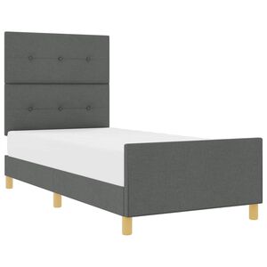 vidaXL Ramka ł&oacute;żka Z zagł&oacute;wkiem ciemno szary 80 x 200 cm tkanina