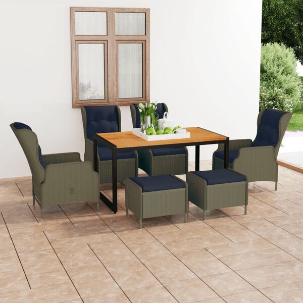 vidaXL 7-częściowy zestaw mebli ogrodowych, brązowy