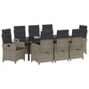 vidaXL Zestaw do jadalni w ogrodzie z poduszką 9 pcs Szary polirattan