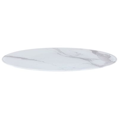 vidaXL Blat stołu, biały, Ø80 cm, szkło z teksturą marmuru