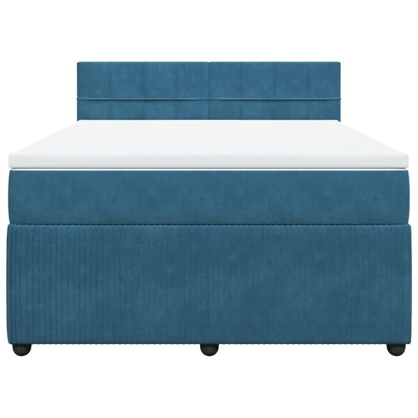 vidaXL Ł&oacute;żko kontynentalne z materacem, niebieskie, 140x190cm, aksamit