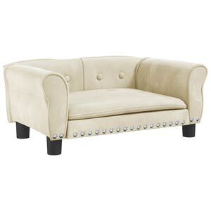 vidaXL Legowisko dla psa, kremowe, 70x45x30 cm, aksamit