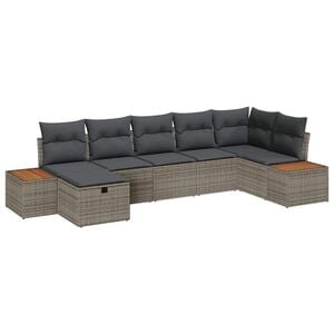 vidaXL Zestaw Sof na Ogr&oacute;d z poduszką 7 pcs Szary Polirattan