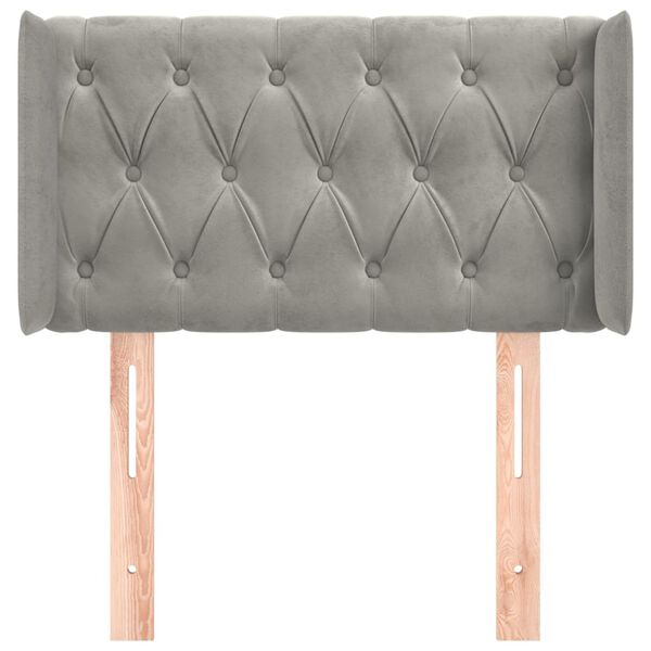 vidaXL Zagł&oacute;wek uszak, jasnoszary, 83x16x78/88 cm, aksamit