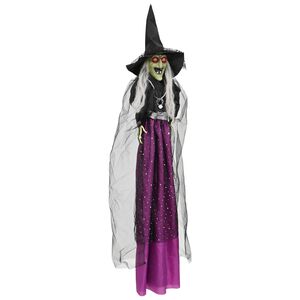 vidaXL Wisząca czarownica na Halloween SPOOKA Fioletowy 30 x 133 cm