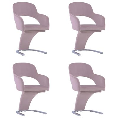 vidaXL Krzesła stołowe, 4 szt., różowe, aksamitne