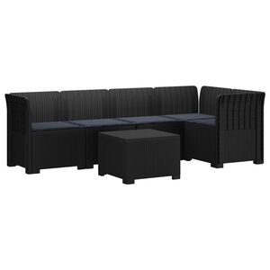 vidaXL 5-osobowa sofa ogrodowa z poduszkami w stylu rattanowym PP