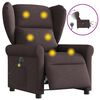 vidaXL Rozkładany fotel masujący, elektryczny, ciemny brąz, tkanina