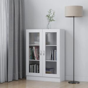 vidaXL Witryna, biała, 82,5x30,5x115 cm, materiał drewnopochodny