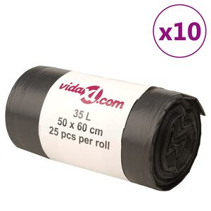 vidaXL Worki na śmieci, 250 szt., czarne, 35 L