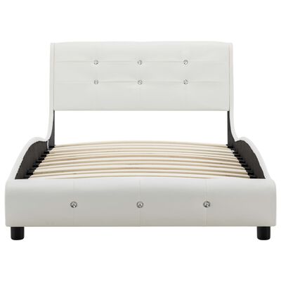 vidaXL Rama łóżka, biała, sztuczna skóra, 90 x 200 cm