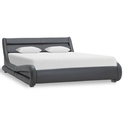 vidaXL Rama łóżka z LED, szara, sztuczna skóra, 160 x 200 cm