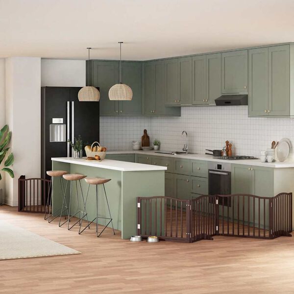 vidaXL Składana bramka dla psa, z drzwiami, 8 paneli, brązowa, 640 cm