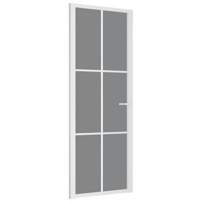vidaXL Drzwi wewnętrzne, 76x201,5 cm, białe, szkło ESG i aluminium